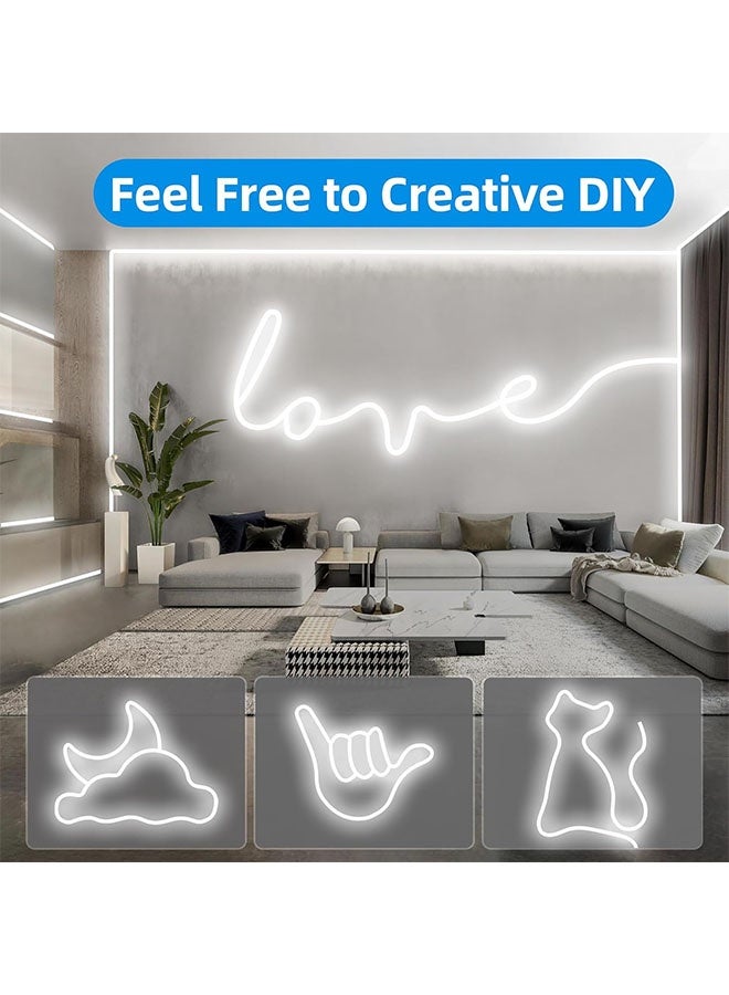 كوميسوباو أضواء شريط LED مرنة، ألوان بيضاء، أوضاع متعددة أضواء شريط LED قابلة للتعتيم، أضواء حبل LED مقاومة للماء، أضواء شريط نيون مقاومة للماء من السيليكون المرن لغرفة النوم، غرفة المعيشة، المطبخ، داخلي، خارجي (أبيض) - Image 3